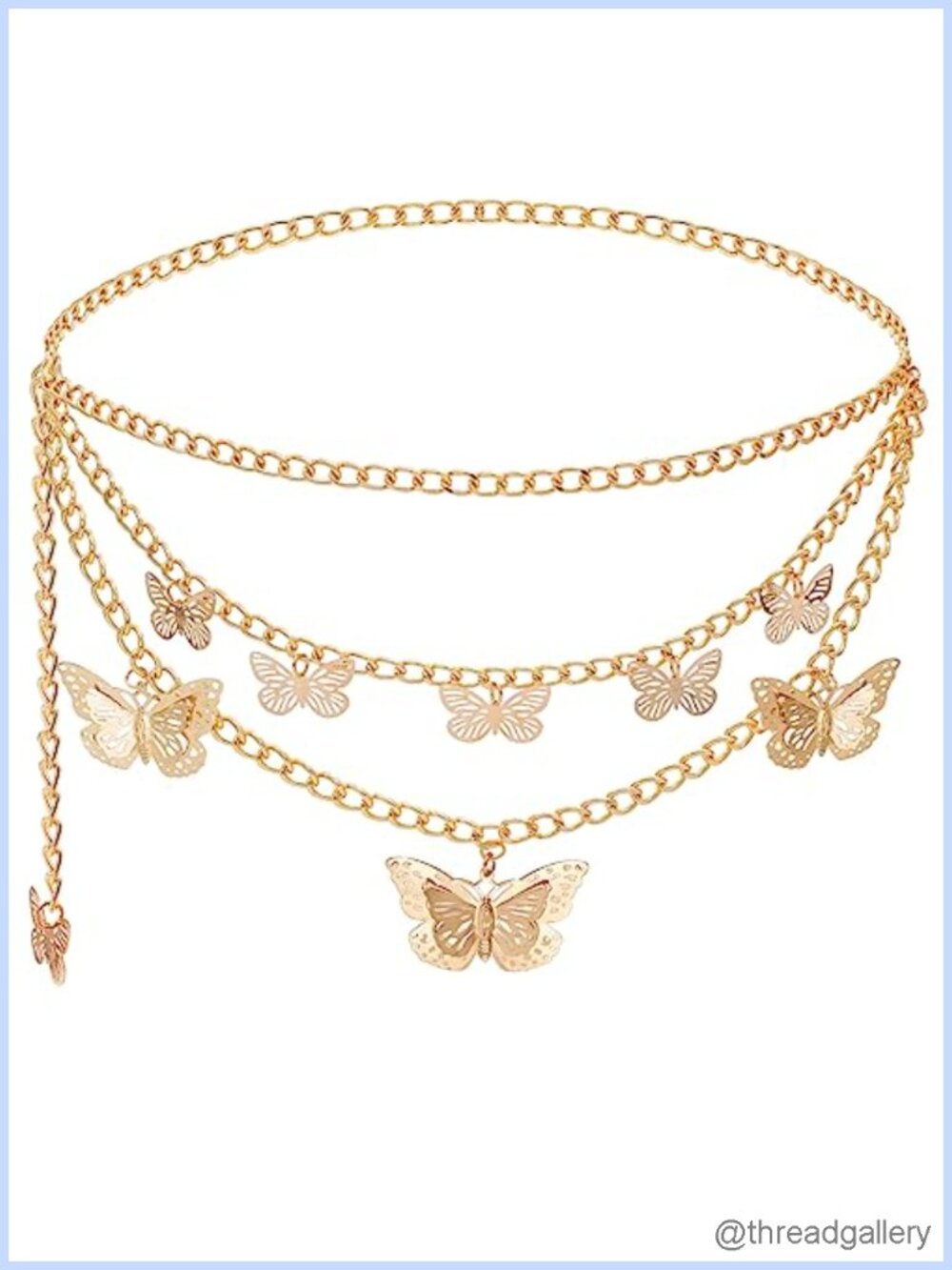Multi-Layer Butterfly Waist Chain Retro Hollowed Out Body Chain Alloy